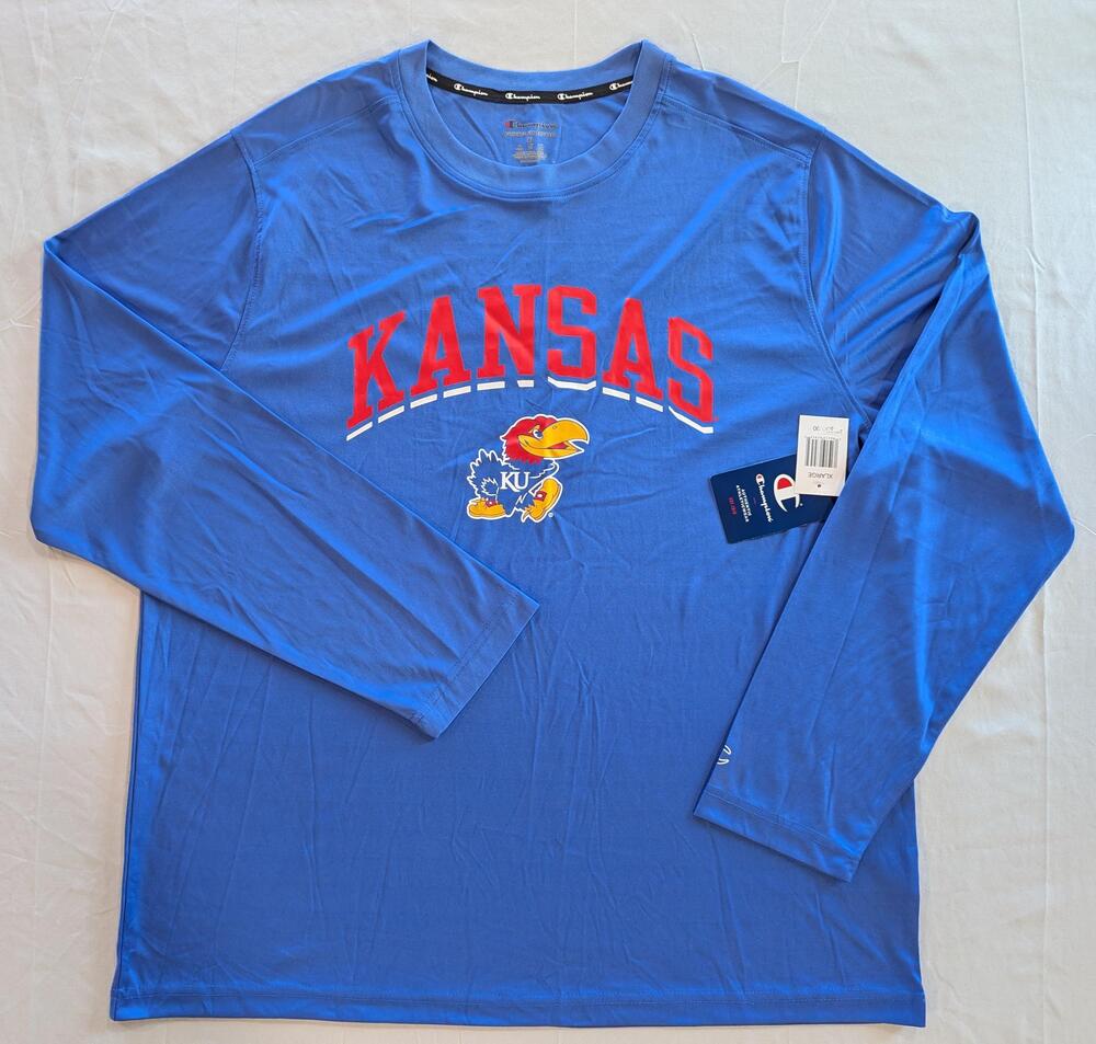 Kansas Jayhawks Shirt Mens XL Blue NCAA Basketball Champion Long Sleeve Athletic